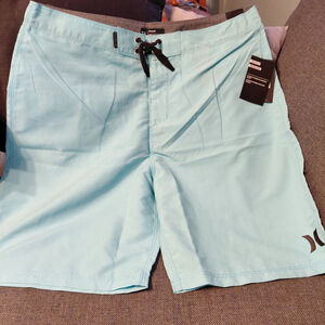 Men's Hurley Light Blue Turquoise Boa Shorts Waist 34 with Drawstring